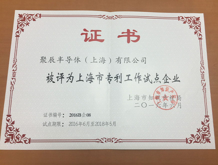  2016年365速发国际获得上海市专利工作试点企业
